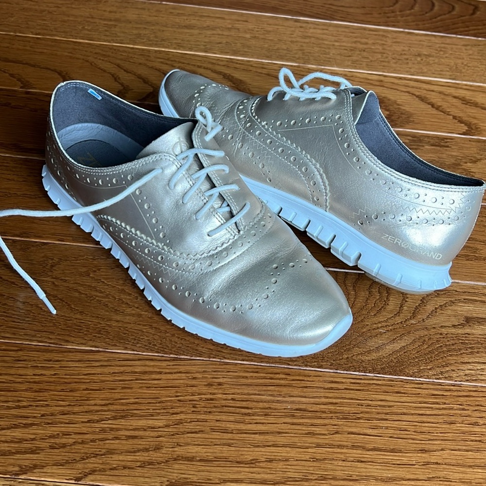 Cole Haan Zerogrand gold Oxford shoes